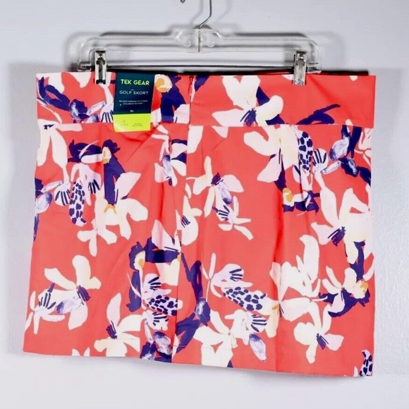 Tek Gear Golf Skort Skirts Sz XL Red Floral Poly Spandex Side Zip NWT - Picture 2 of 12